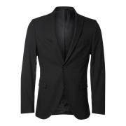 Selected Homme Svart knäppt blazer för män Black, Herr