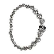 Alexander McQueen Silver Skull Armband Stiligt Tillbehör Gray, Herr