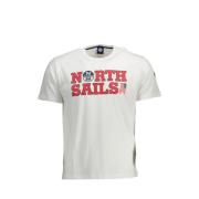 North Sails Vit Bomull T-shirt med Rund Hals White, Herr