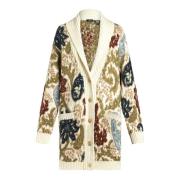 Etro Beige Paisley Maxi Kofta Stickat Multicolor, Dam