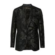 Etro Blå Jacquard Blommig Blazer Jacka Blue, Herr