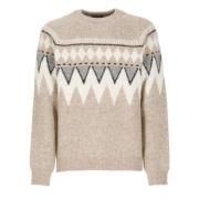 Peserico Beige Alpaca Crewneck Jumper Sweater Beige, Herr