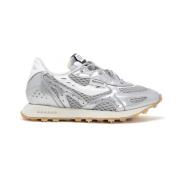 RUN OF Silver Satin Sneakers Gray, Herr