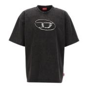 Diesel Svart bomullst-shirt med Oval D-logotyp Black, Herr