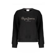 Pepe Jeans Logotryck Bomullssweatshirt för Kvinnor Black, Dam