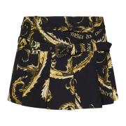 Versace Jeans Couture Svart och Guld Plisserad Minikjol Multicolor, Da...