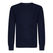 Herno Blå Crewneck Ull Kashmir Tröja Blue, Herr