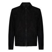 Brioni Svart Mocka Lammjacka Black, Herr