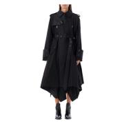 Sacai Svart Panelad Trenchcoat Ytterkläder Black, Dam