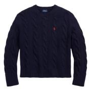 Polo Ralph Lauren Marinblå Klassisk Kabelstickad Tröja Blue, Dam