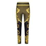 Versace Svarta Leggings med All-Over Print Multicolor, Dam