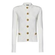 Balmain Vit Openwork Vichy Stickad Kofta White, Dam