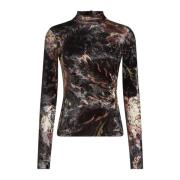 Etro Grå Blommig Turtleneck Topwear Aw24 Multicolor, Dam