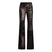 Etro Svarta Slim-Fit Jacquard Velvet Byxor Black, Dam