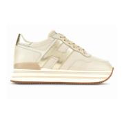 Hogan Beige Sneakers med Glitter Finish Beige, Dam