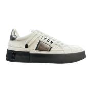 Icon Denim Vit Sneaker med Svart Logotyp Bokstäver White, Herr