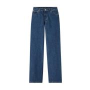 A.p.c. Högmidjade raka jeans Blue, Dam