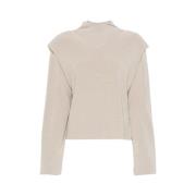 IRO Beige Sweater Ribbed Hem Long Sleeve Beige, Dam