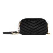 Carlo Colucci Sammet Crossbody Väska Elegans Stil Black, Dam