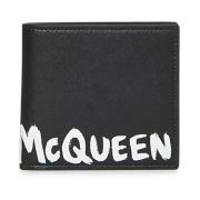 Alexander McQueen Svart Bi-Fold Plånbok med Graffiti Print Black, Herr