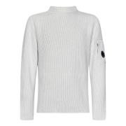 C.p. Company Vit Crewneck Tröja med Dragkedjeficka White, Herr