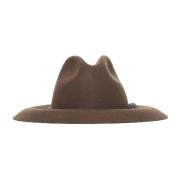 Brunello Cucinelli Brun Fedora Hat med Jewel Band Brown, Dam