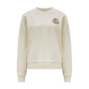 Moncler Vit Logo Patch Sweatshirt Casual Klassiker White, Dam