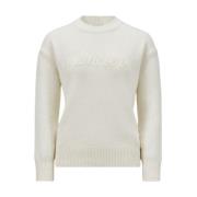 Moncler Broderad ull- & kaschmirtröja White, Dam