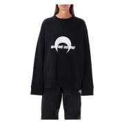 Marine Serre Svart Moon Logo Stickat Aw24 Black, Dam