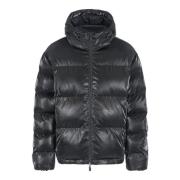 Emporio Armani EA7 Svart Bomberjacka med Logotyp Text Black, Herr