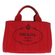 Prada Vintage Pre-owned Canvas totevskor Red, Dam