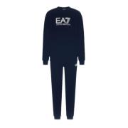 Emporio Armani EA7 Blå Tracksuit med Logo Text Blue, Herr