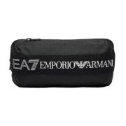 Emporio Armani EA7 Svart Unisex Midjeväska med Logotyp Black, Unisex