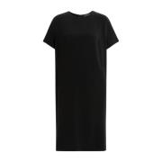 Marina Rinaldi Minimalistisk Svart Midi Klänning med Crewneck Black, D...