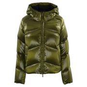 K-Way Blank Nylon Quiltad Huva Jacka Green, Dam