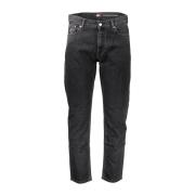 Tommy Hilfiger Klassiska Tapered Bomullsjeans med Fickor Black, Herr