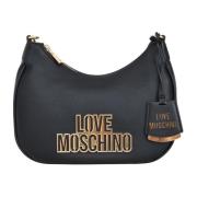 Love Moschino Svart axelväska med gyllene logotyp Black, Dam