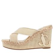 Jimmy Choo Pre-owned Pre-owned Canvas klackskor Beige, Dam