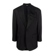 Dolce & Gabbana Oversize Siden Revers Jacka Black, Herr