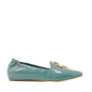 Tory Burch Ljusblå Patentläder Ballerina Flats Blue, Dam