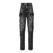 Icon Denim Cargo Ficka Slim Bomull Jeans Gray, Dam