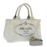 Prada Vintage Pre-owned Canvas handvskor Gray, Dam