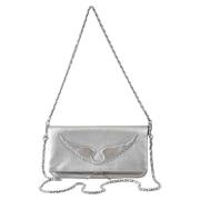 Zadig & Voltaire Silver Metallic Läder Crossbody Väska Gray, Dam