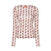 Stine Goya Geometriskt Logotryck Crew Neck Sweater Brown, Dam