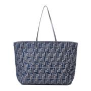 Fendi Vändbar Jacquard Toteväska Blue, Dam