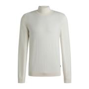 Hugo Boss Slim Fit Ull Turtleneck Tröja White, Herr