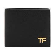 Tom Ford Svart Läder Bifold Plånbok Black, Herr