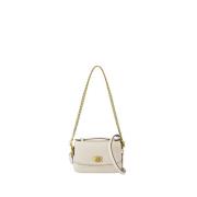 Coach Vit Läder Crossbody Väska Klaffstängning White, Dam