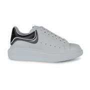 Alexander McQueen Vita Silver Läder Sneakers Rund Tå White, Herr