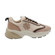 Tory Burch Vita Beige Sneakers Rund Tå Logo Brown, Dam